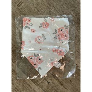 Dog Bandana Scarf Snap Spring Easter Peony Floral Peach Pink Gray Cream 15-16”